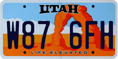 UT license plate W876FH