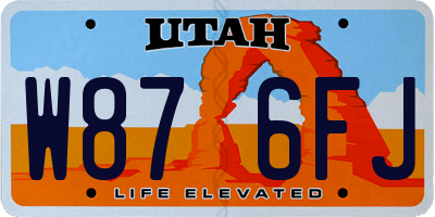 UT license plate W876FJ