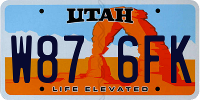 UT license plate W876FK