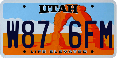 UT license plate W876FM