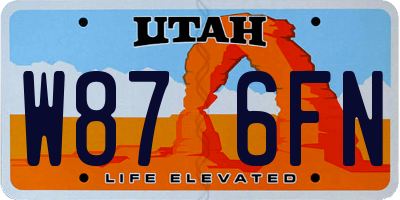 UT license plate W876FN