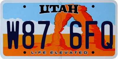 UT license plate W876FQ