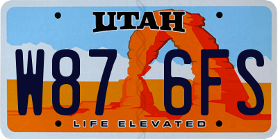 UT license plate W876FS