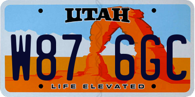 UT license plate W876GC