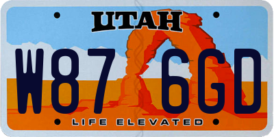 UT license plate W876GD