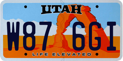 UT license plate W876GI