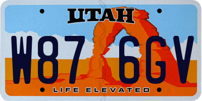 UT license plate W876GV