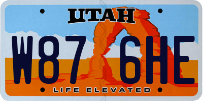 UT license plate W876HE