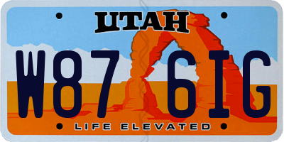 UT license plate W876IG