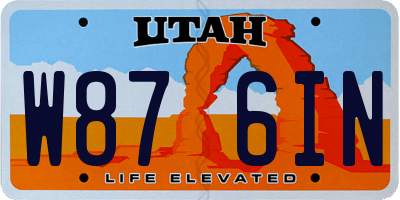 UT license plate W876IN