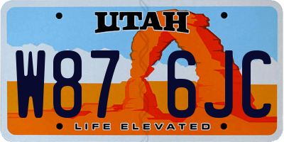 UT license plate W876JC