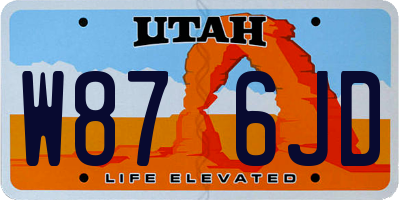 UT license plate W876JD