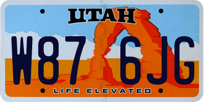 UT license plate W876JG