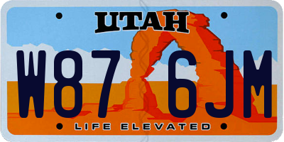 UT license plate W876JM