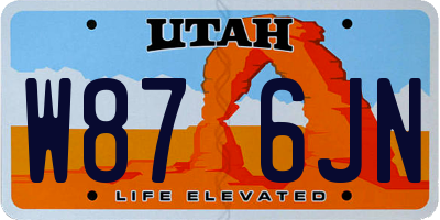 UT license plate W876JN
