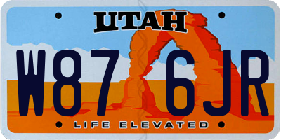 UT license plate W876JR
