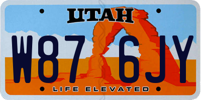 UT license plate W876JY