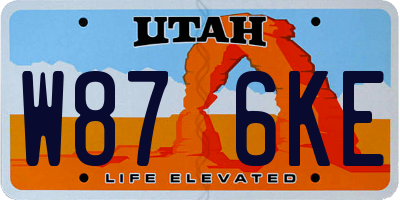 UT license plate W876KE