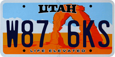 UT license plate W876KS