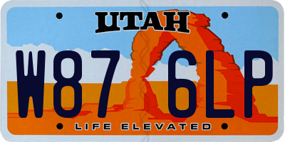 UT license plate W876LP
