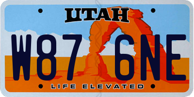 UT license plate W876NE