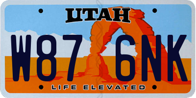UT license plate W876NK