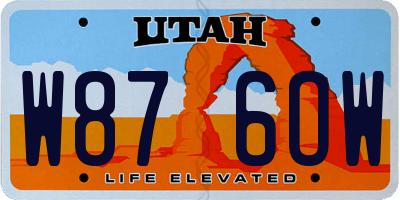 UT license plate W876OW
