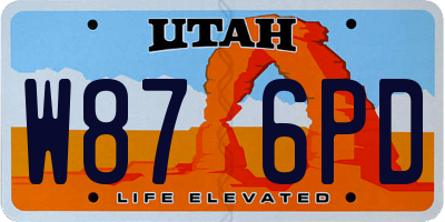 UT license plate W876PD