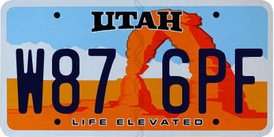 UT license plate W876PF