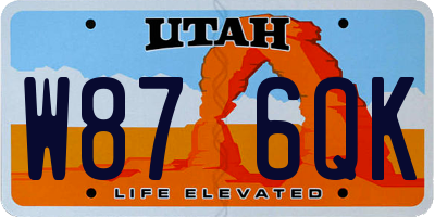 UT license plate W876QK