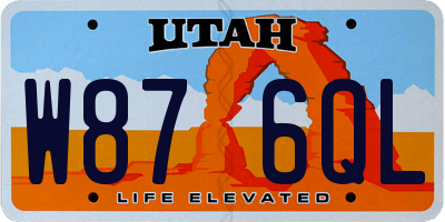 UT license plate W876QL