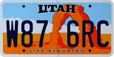 UT license plate W876RC