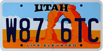 UT license plate W876TC