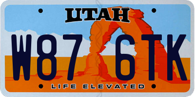 UT license plate W876TK