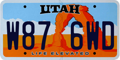 UT license plate W876WD