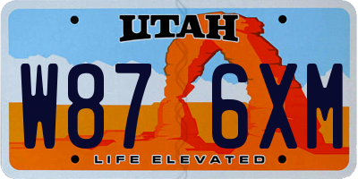 UT license plate W876XM