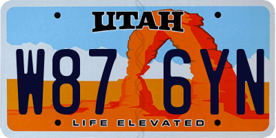 UT license plate W876YN