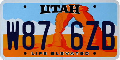 UT license plate W876ZB