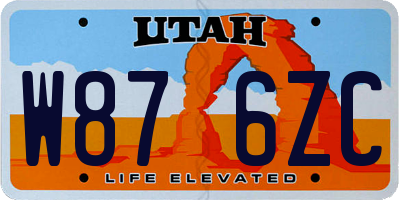 UT license plate W876ZC