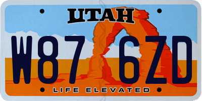UT license plate W876ZD