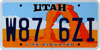 UT license plate W876ZI