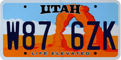 UT license plate W876ZK
