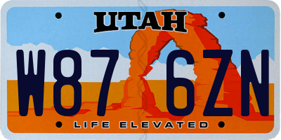 UT license plate W876ZN