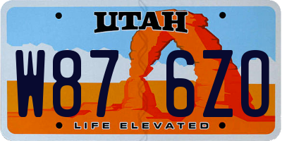 UT license plate W876ZO