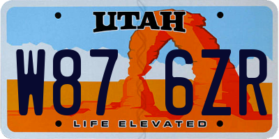 UT license plate W876ZR