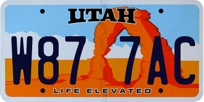 UT license plate W877AC
