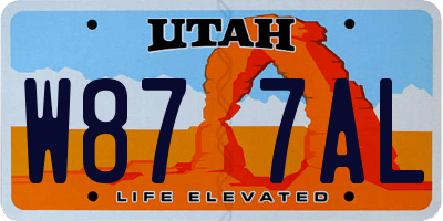 UT license plate W877AL