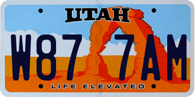 UT license plate W877AM