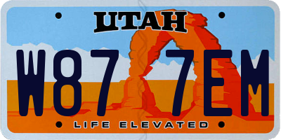 UT license plate W877EM