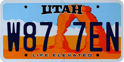 UT license plate W877EN